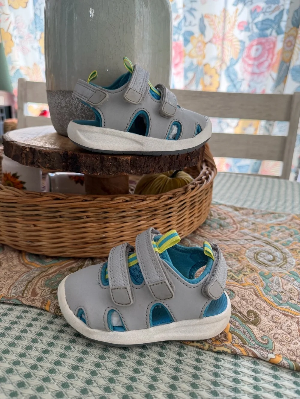 Cat & Jack Toddler Boy Sandals Hank Play Sandals Size 6 Kids Blue Gray White Lim